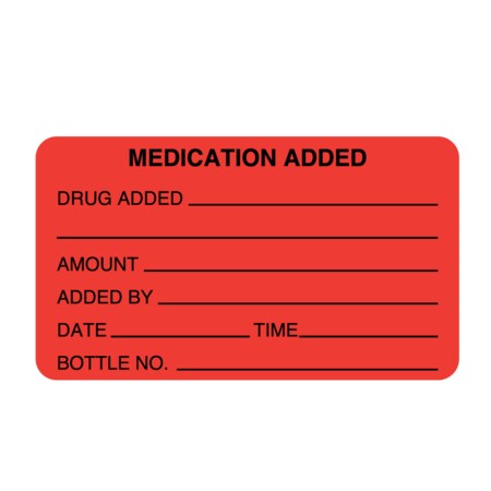 Nevs Medication Added Drug, Amount, By 1-7/16"x2-1/2" Flr Red w/Black PMA-2260